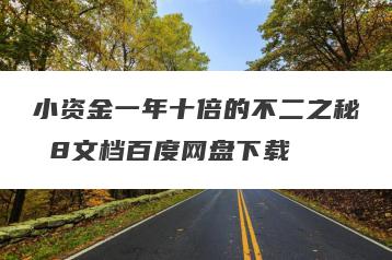 小资金一年十倍的不二之秘 8文档百度网盘下载