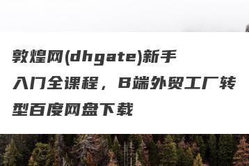 敦煌网(dhgate)新手入门全课程，B端外贸工厂转型百度网盘下载