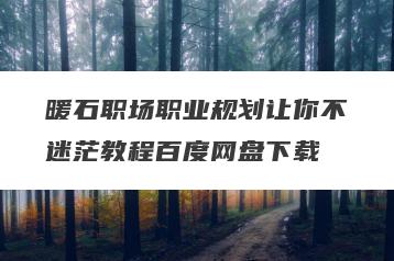 暖石职场职业规划让你不迷茫教程百度网盘下载