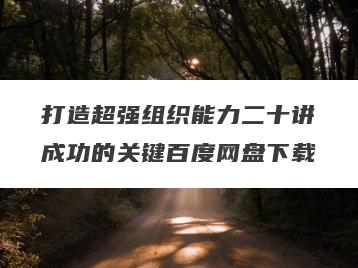 打造超强组织能力二十讲成功的关键百度网盘下载