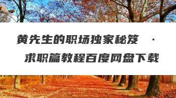 黄先生的职场独家秘笈 · 求职篇教程百度网盘下载