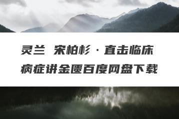灵兰 宋柏杉·直击临床病症讲金匮百度网盘下载