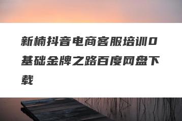 新楠抖音电商客服培训0基础金牌之路百度网盘下载