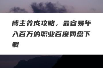 博主养成攻略，最容易年入百万的职业百度网盘下载