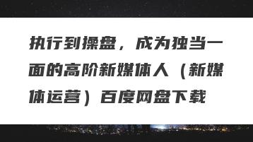 执行到操盘，成为独当一面的高阶新媒体人（新媒体运营）百度网盘下载