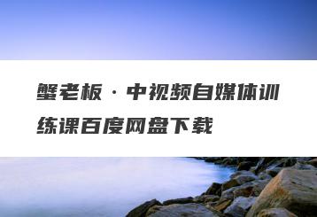 蟹老板·中视频自媒体训练课百度网盘下载