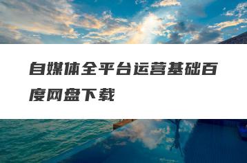 自媒体全平台运营基础百度网盘下载