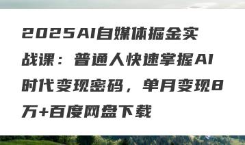 2025AI自媒体掘金实战课：普通人快速掌握AI时代变现密码，单月变现8万+百度网盘下载