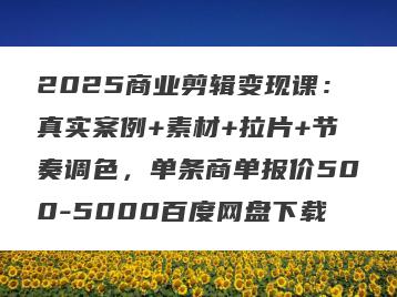 2025商业剪辑变现课：真实案例+素材+拉片+节奏调色，单条商单报价500-5000百度网盘下载