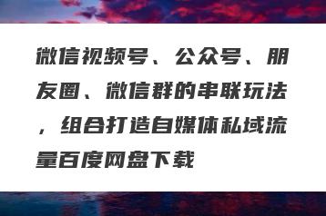 微信视频号、公众号、朋友圈、微信群的串联玩法，组合打造自媒体私域流量百度网盘下载