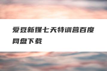 爱豆新媒七天特训营百度网盘下载