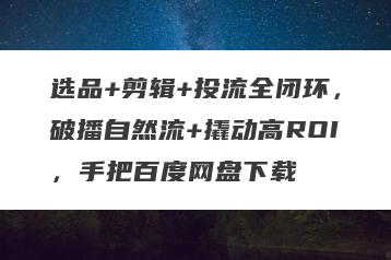 选品+剪辑+投流全闭环，破播自然流+撬动高ROI，手把百度网盘下载