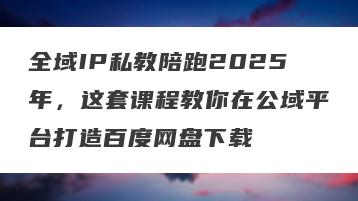 全域IP私教陪跑2025年，这套课程教你在公域平台打造百度网盘下载
