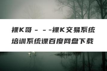 裸K哥－－-裸K交易系统培训系统课百度网盘下载