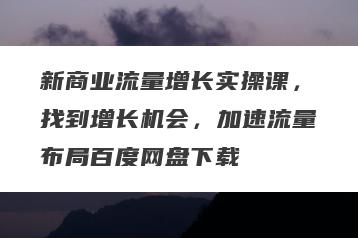 新商业流量增长实操课，找到增长机会，加速流量布局百度网盘下载