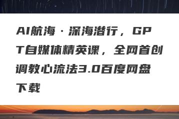 AI航海·深海潜行，GPT自媒体精英课，全网首创调教心流法3.0百度网盘下载