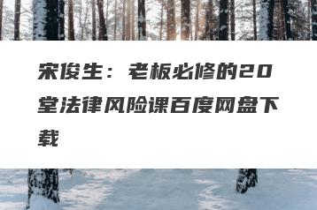 宋俊生：老板必修的20堂法律风险课百度网盘下载