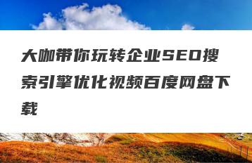大咖带你玩转企业SEO搜索引擎优化视频百度网盘下载