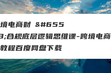 跨境电商财��合规底层逻辑思维课-跨境电商财税教程百度网盘下载