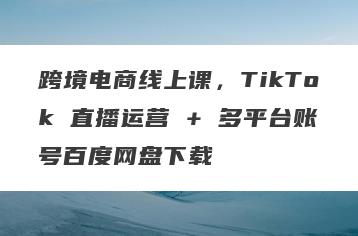 跨境电商线上课，TikTok 直播运营 + 多平台账号百度网盘下载