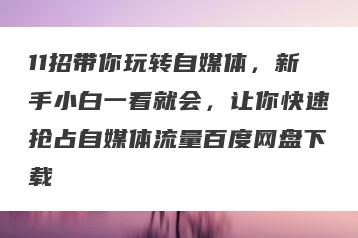 11招带你玩转自媒体，新手小白一看就会，让你快速抢占自媒体流量百度网盘下载