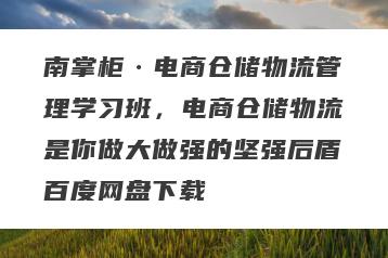 南掌柜·电商仓储物流管理学习班,电商仓储物流是你做大做强的坚强后盾百度网盘下载
