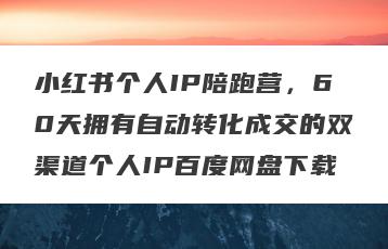 小红书个人IP陪跑营，60天拥有自动转化成交的双渠道个人IP百度网盘下载