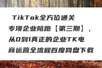 ‎TikTok全方位通关专项企业陪跑【第三期】，从0到1真正的企业TK电商运营全流程百度网盘下载