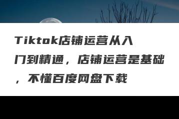 Tiktok店铺运营从入门到精通，店铺运营是基础，不懂百度网盘下载