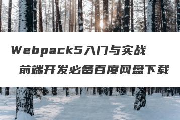 Webpack5入门与实战 前端开发必备百度网盘下载