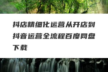 抖店精细化运营从开店到抖音运营全流程百度网盘下载