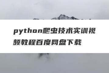 python爬虫技术实训视频教程百度网盘下载