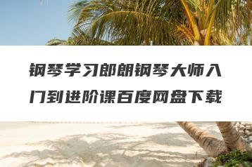 钢琴学习郎朗钢琴大师入门到进阶课百度网盘下载