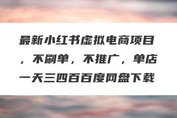 最新小红书虚拟电商项目，不刷单，不推广，单店一天三四百百度网盘下载