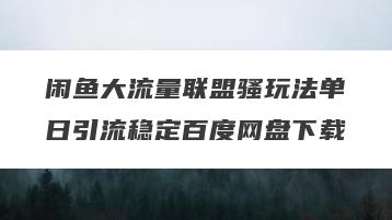 闲鱼大流量联盟骚玩法单日引流稳定百度网盘下载