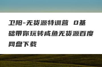 卫阳-无货源特训营 0基础带你玩转咸鱼无货源百度网盘下载