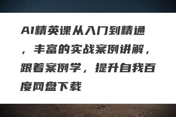 AI精英课从入门到精通，丰富的实战案例讲解，跟着案例学，提升自我百度网盘下载