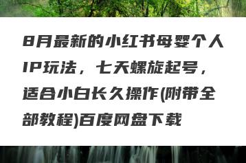 8月最新的小红书母婴个人IP玩法，七天螺旋起号，适合小白长久操作(附带全部教程)百度网盘下载