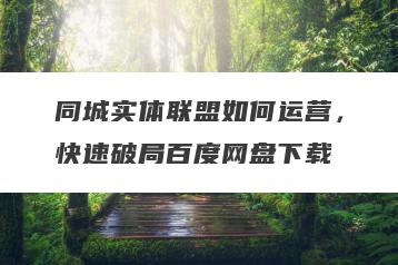 同城实体联盟如何运营，快速破局百度网盘下载