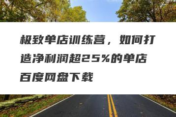 极致单店训练营，如何打造净利润超25%的单店百度网盘下载