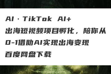 AI·TikTok AI+出海短视频项目孵化，陪你从0-1借助AI实现出海变现百度网盘下载