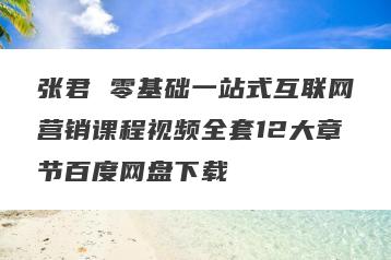 张君 零基础一站式互联网营销课程视频全套12大章节百度网盘下载