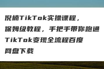 倪楠TikTok实操课程，保姆级教程，手把手带你跑通TikTok变现全流程百度网盘下载