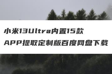 小米13Ultra内置15款APP提取定制版百度网盘下载
