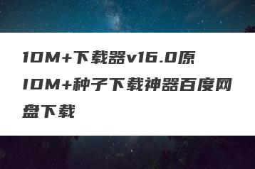 1DM+下载器v16.0原IDM+种子下载神器百度网盘下载