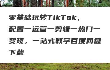 零基础玩转TikTok，配置一运营一剪辑一热门一变现，一站式教学百度网盘下载