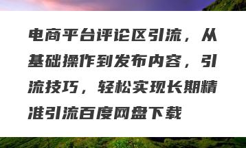 电商平台评论区引流，从基础操作到发布内容，引流技巧，轻松实现长期精准引流百度网盘下载