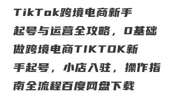 TikTok跨境电商新手起号与运营全攻略，0基础做跨境电商TIKTOK新手起号，小店入驻，操作指南全流程百度网盘下载