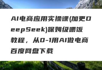 AI电商应用实操课(加更DeepSeek)保姆级喂饭教程，从0-1用AI做电商百度网盘下载