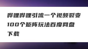 哔哩哔哩引流一个视频裂变100个矩阵玩法百度网盘下载